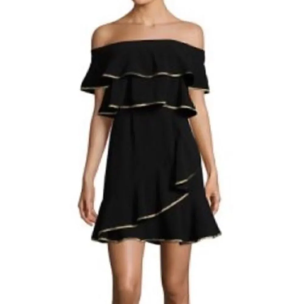 NEW WAYF Black Ruffle Mini Dress